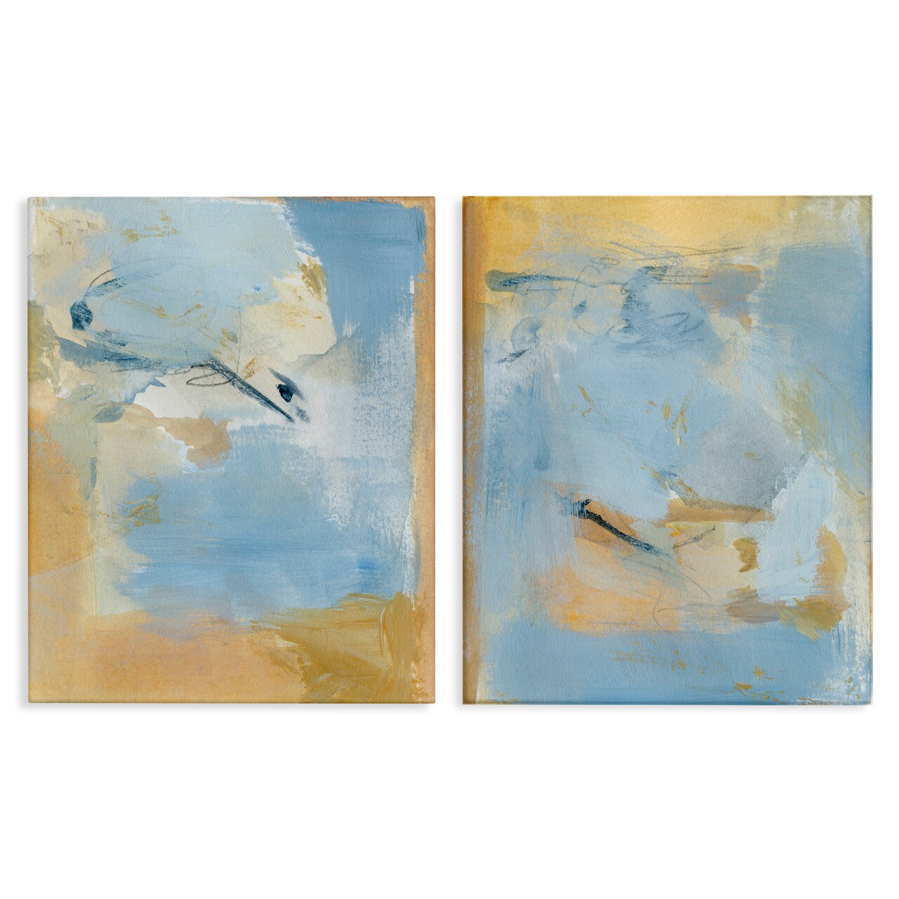 Stupell Industries Light Blue Pastel Gold 2 pc Canvas Wall Art Set Design by Victoria Barnes